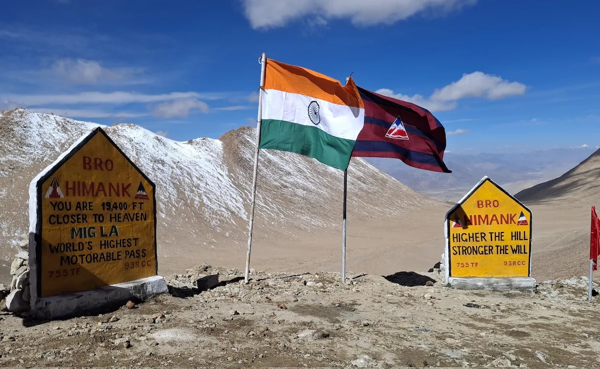 World’s highest motorable road at Mig La Pass in eastern Ladakh has been constructed by the Border Roads Organisation
